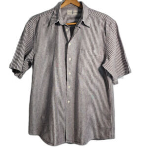 River Trader Linen Blend Mens Casual Striped Button Up Shirt sz L